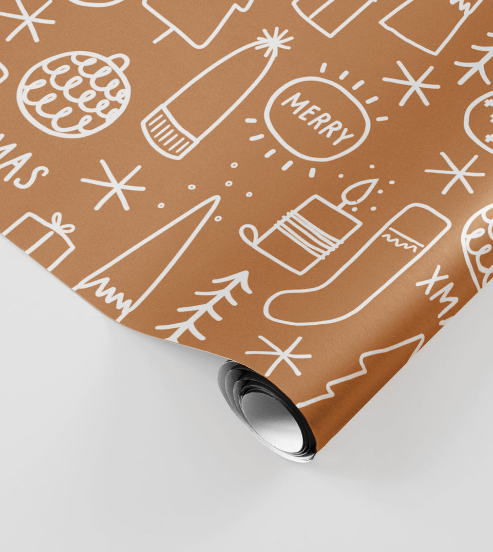 gift wrap wrapping paper christmas festive chestnut graphic stylish beautiful premium recycled paper