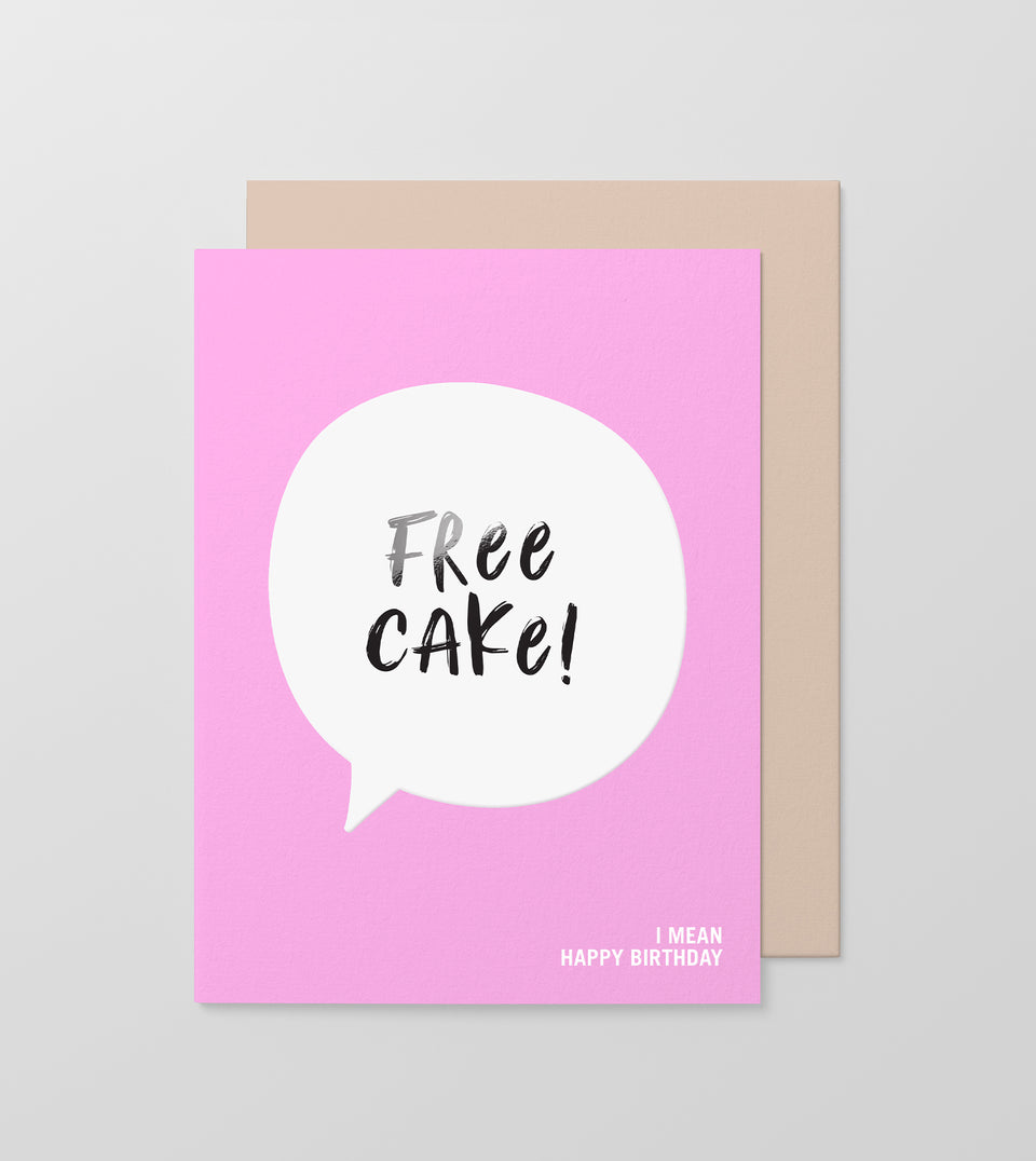 free cake-greeting card-made paper co-mauve-neon