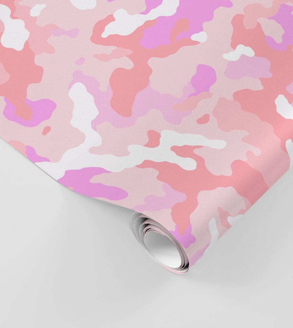 camo 3.0 wrapping paper Made Paper Co coral mauve