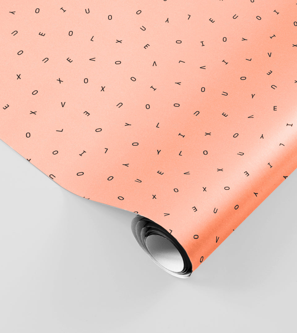 Love You X wrapping paper Made Paper Co orange neon